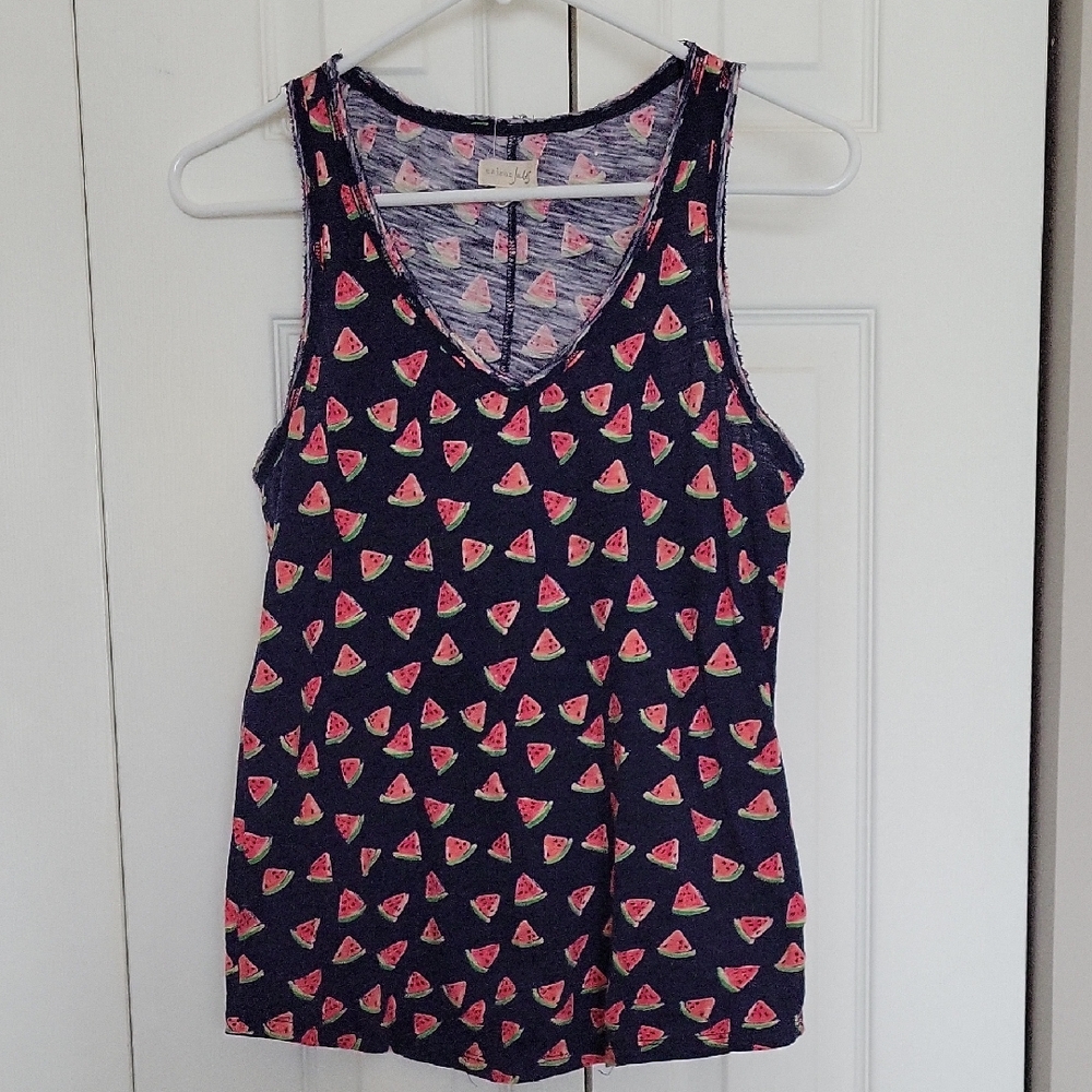 Maison Jules Navy Blue Watermelon Print Tank Top